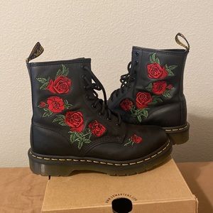 Dr. Martens 1460 Vonda Floral Rose Black Lace Up Boots